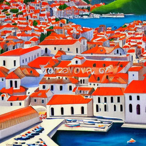 Image similar to a painting of dubrovnik by vojo stanic