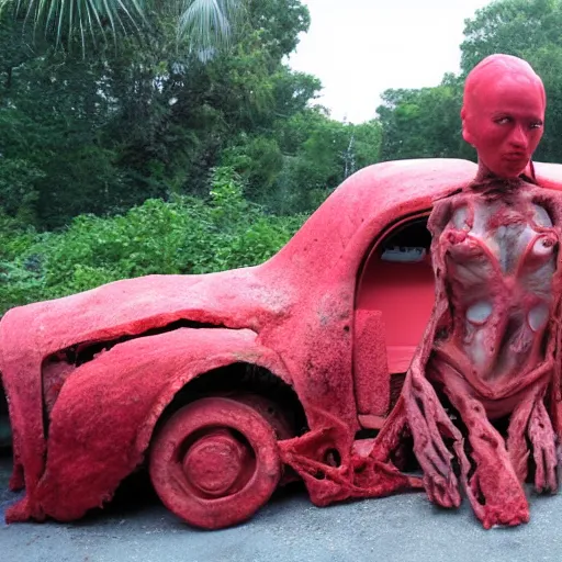 Image similar to car made of red flesh