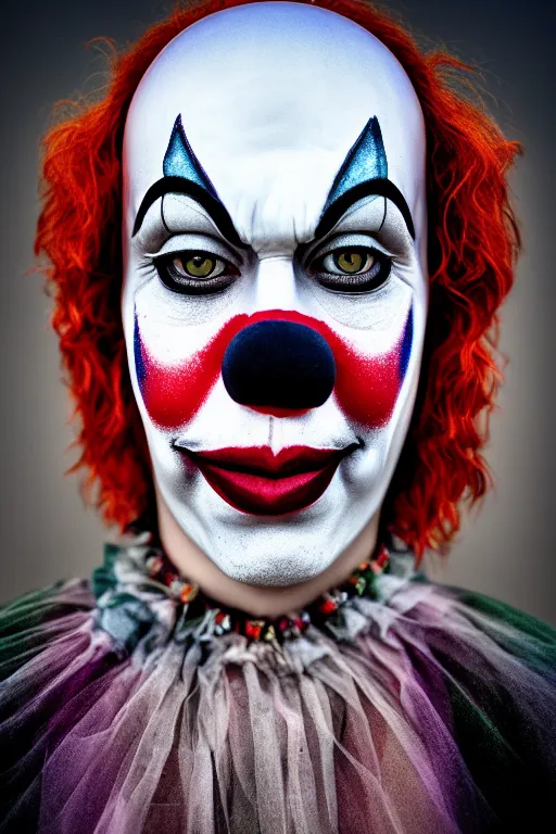 Image similar to a picture of 🤡✝, - photorealistic, reduce duplicate image, pullitzer winning, taken with canon eos 5 d mark iv, versatile, lens interoperability, autofocus, 4 k uhd video capture at 3 0 fps, 8 k time - lapse functions, by karah mew, jodie bateman