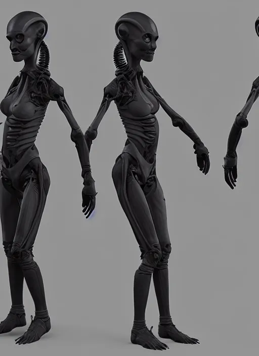 Image similar to portrait of a alien female wearing an exoskeletton, zbrush rendering, unreal engine