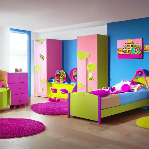 Image similar to colorful children ’ s bedroom with toys