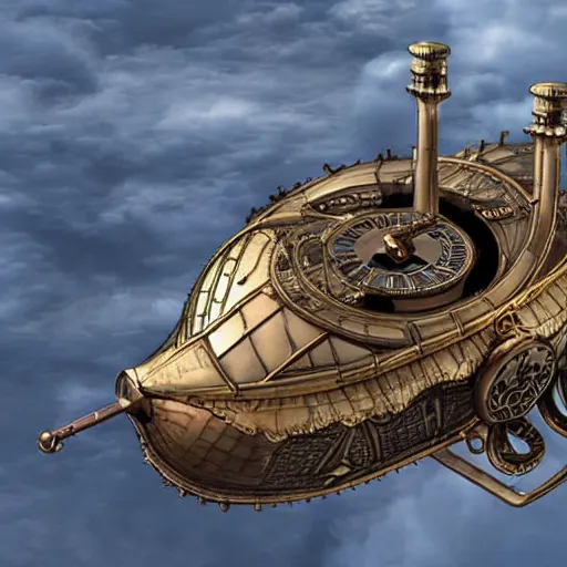 Prompt: Steampunk airship above the clouds