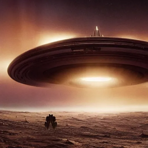 Image similar to giant mothership spacecraft, dune style, denis villeneuve