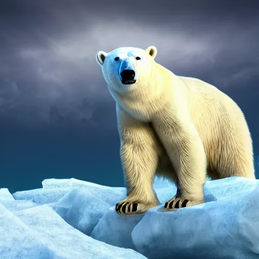 Prompt: polar bear on iceberg in marsphotorealistic, high resolution,, trending on deviantart, hdr, hyper detailed, insane details, intricate, elite, ornate, dramatic lighting