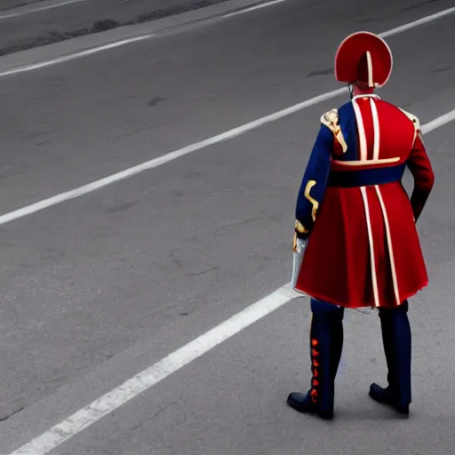 Image similar to cinematic shot of Gabe Newell wearing a Swiss Guard uniform and standing at attention, 8k, ultra detailed, ultra intricate, depth of field,