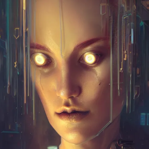 Prompt: cyberpunk woman, scifi, illustration, slender symmetrical face and body, artstation, cinematic lighting, hyperdetailed, cgsociety, 8 k, high resolution, inpirate by charlie bowater, tom bagshaw, insanely detailed and intricate, beautiful, elegant, golden ratio, dark fractal background, vfx, art deco, postprocessing