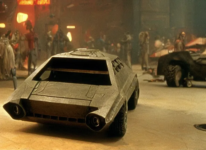 Prompt: vehicle from the ancient Roman science fiction film Blade Runner