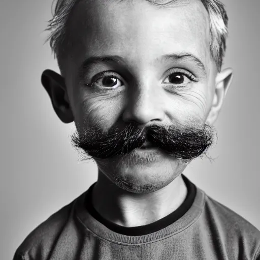 Prompt: a 4 year old boy with old wrinkly skin, wrinkly forehead, looking old, facial hair, natural beard, natural mustache, old skin, lots of wrinkles, age marks, old gray hair, very old, young kid, 4 years old, very young, portrait photo, head shot
