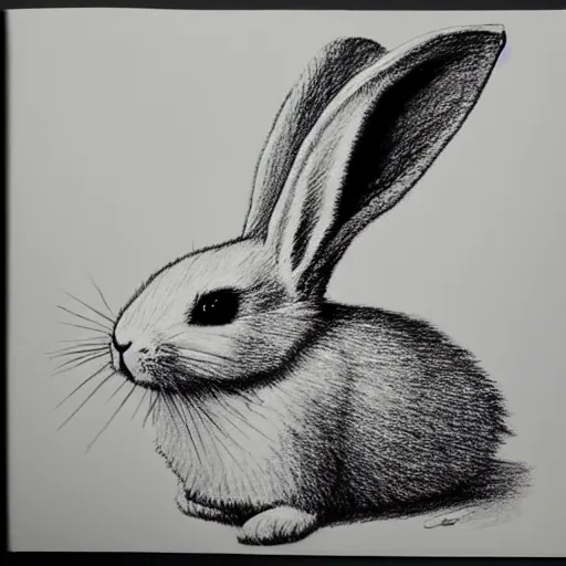 Prompt: drawing of a white rabbit