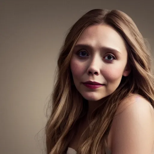 Image similar to Elizabeth Olsen holding a ring out saying 'No', photorealistic imagery, 4k, 8k