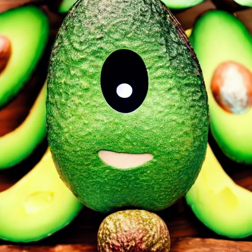 Image similar to a photo of a happy avocado with a face