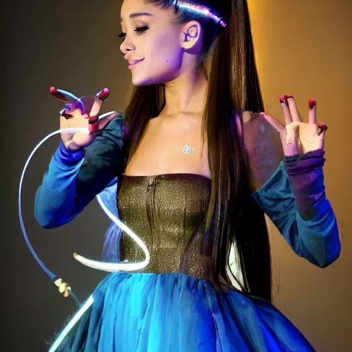 Image similar to ariana grande as a cute mage casting a spell