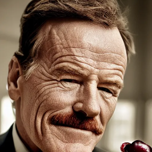 Image similar to bryan cranston made out of cranberries, natural light, sharp, detailed face, magazine, press, photo, steve mccurry, david lazar, canon, nikon, focus