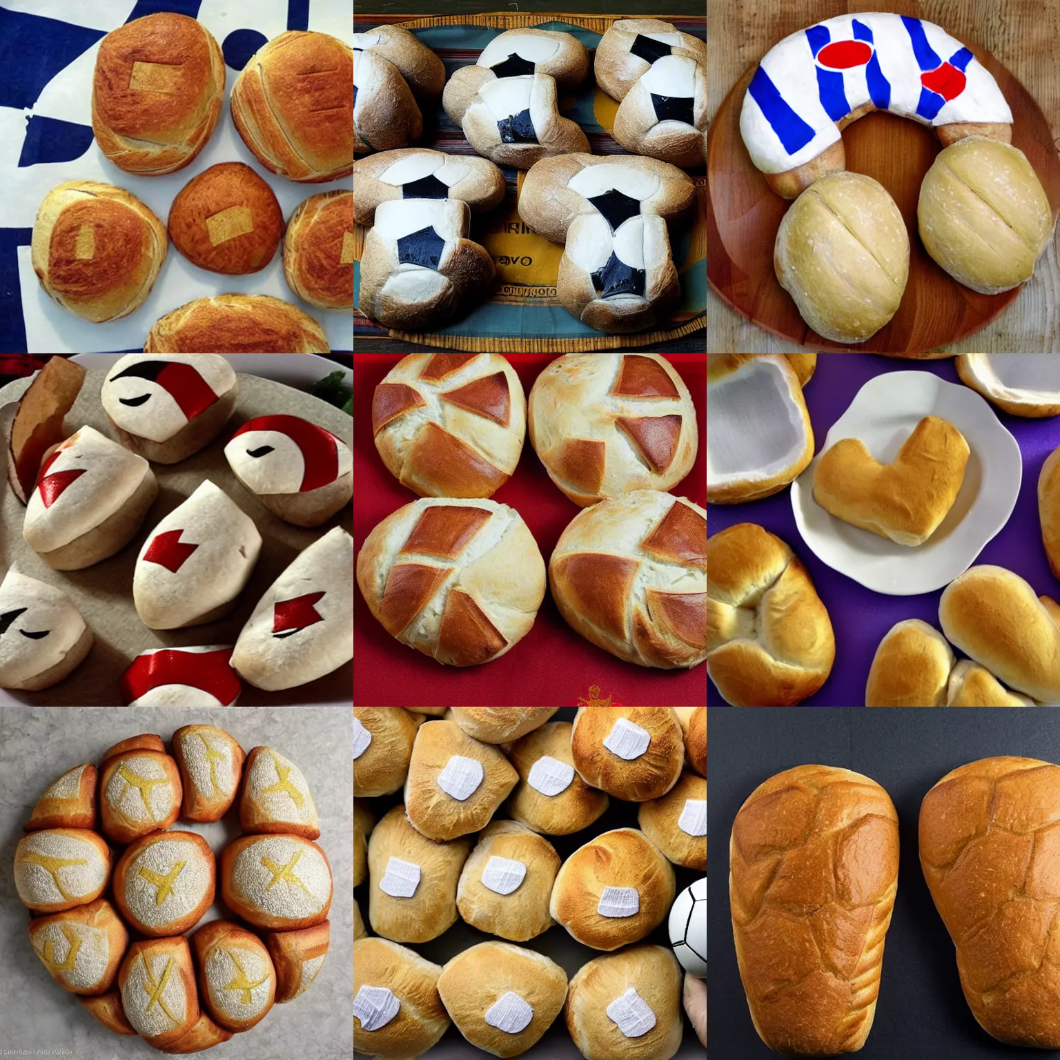 Prompt: portugeuse bread rolls in the shape of soccer player ronaldo! 7