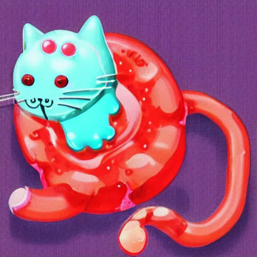 Prompt: a gelatinous jelly cat, goopy