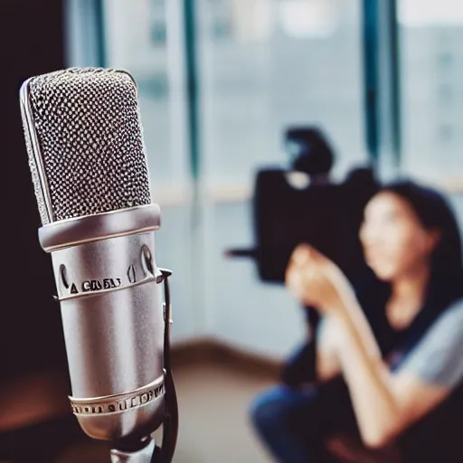 Image similar to a microphone interviewing a person