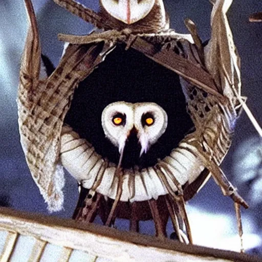 Prompt: A barn owl in The Nightmare Before Christmas (1993)