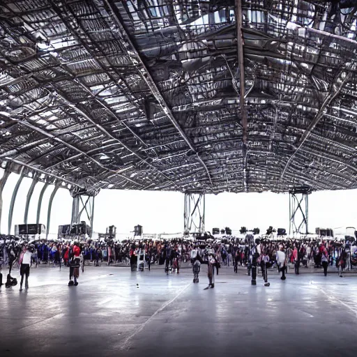 Image similar to edc at area 5 1. the main stage is located in a large aircraft hanger. shot on a sony a 7