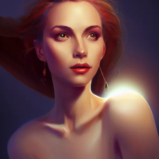 Image similar to 3 / 4 view of a portrait of a pretty woman with wings with wings, confident pose, digital painting, artstation, concept art, smooth, sharp focus, illustration, trending on artstation, highly detailed, concept art, moonlight, trending on artstation, imax 7 0 mm, h 6 4 0