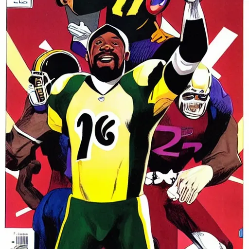 Prompt: comic book cover for'coach tomlin wins the superbowl ', art by alex ross