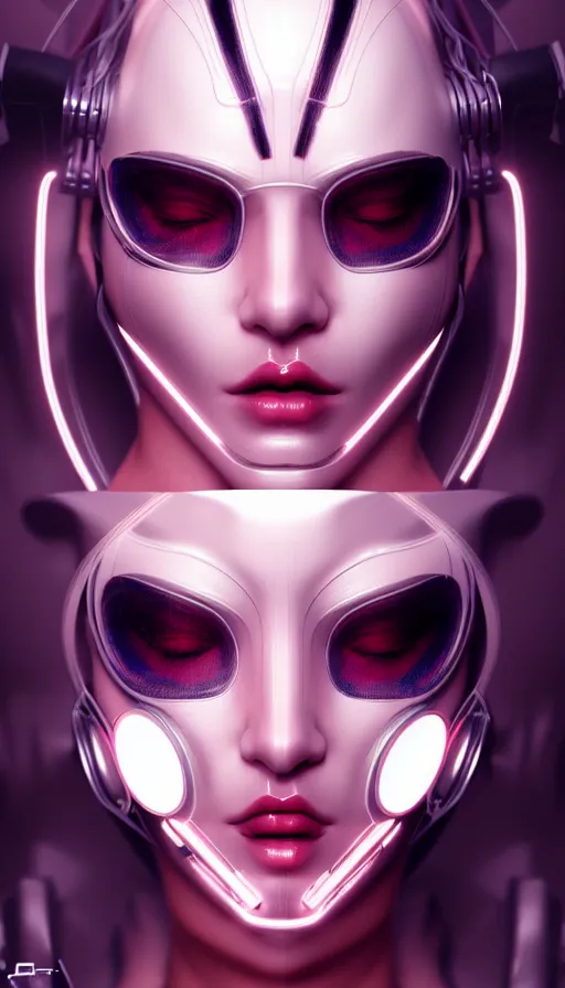 Image similar to face mask on beautiful woman face, cyberpunk art by kuno veeber, cgsociety, computer art, ultra detailed, futuristic, anime aesthetic