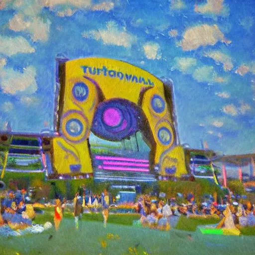 Prompt: impressionist painting of tomorrowland mainstage