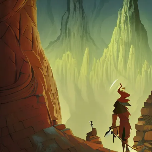 Image similar to dungeons, animated film, stylised, illustration,, fantasy art, 2 d game art, by eyvind earle, scott wills, genndy tartakovski, roman shipunov, etienne hebinger, atey ghailan, cgsociety, cynical realism