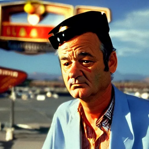 Image similar to bill murray in fear and loathing in las vegas, movie still, promotional shot