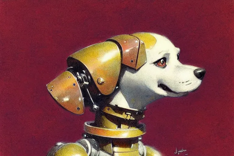 Image similar to adventurer ( ( ( ( ( 1 9 5 0 s retro future robot android dog. muted colors. ) ) ) ) ) by jean baptiste monge!!!!!!!!!!!!!!!!!!!!!!!!! chrome red