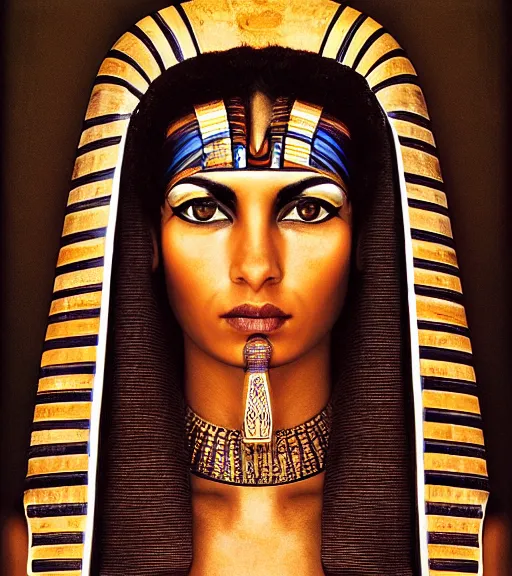 Image similar to portrait_photo_of_a_stunningly beautiful egyptian maiden, symmetrical face, 16th century, hyper detailed by Annie Leibovitz, Steve McCurry, David Lazar, Jimmy Nelsson, professional photography