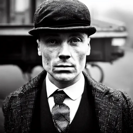 Prompt: peaky blinders black and white photo