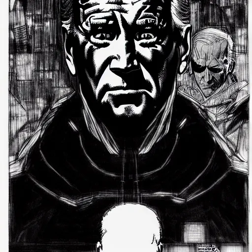 Image similar to Joe Biden looking sinister, by Tsutomu Nihei, highly detailed