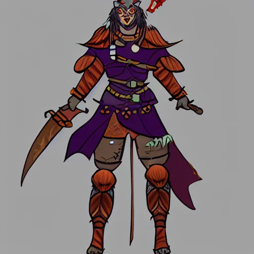 Image similar to a warrior character design in the style of dave guertin