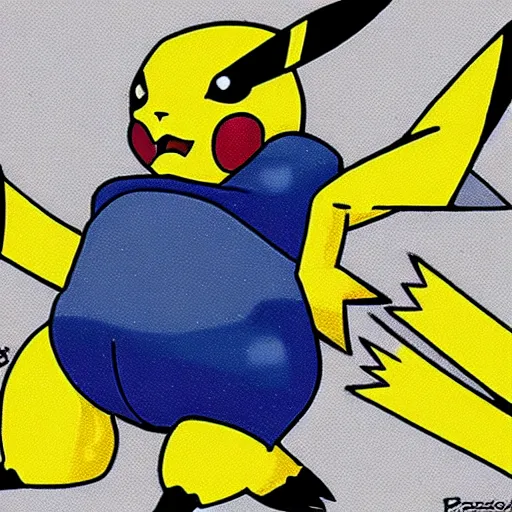 Image similar to pikachu using thunderbolt on blastoise