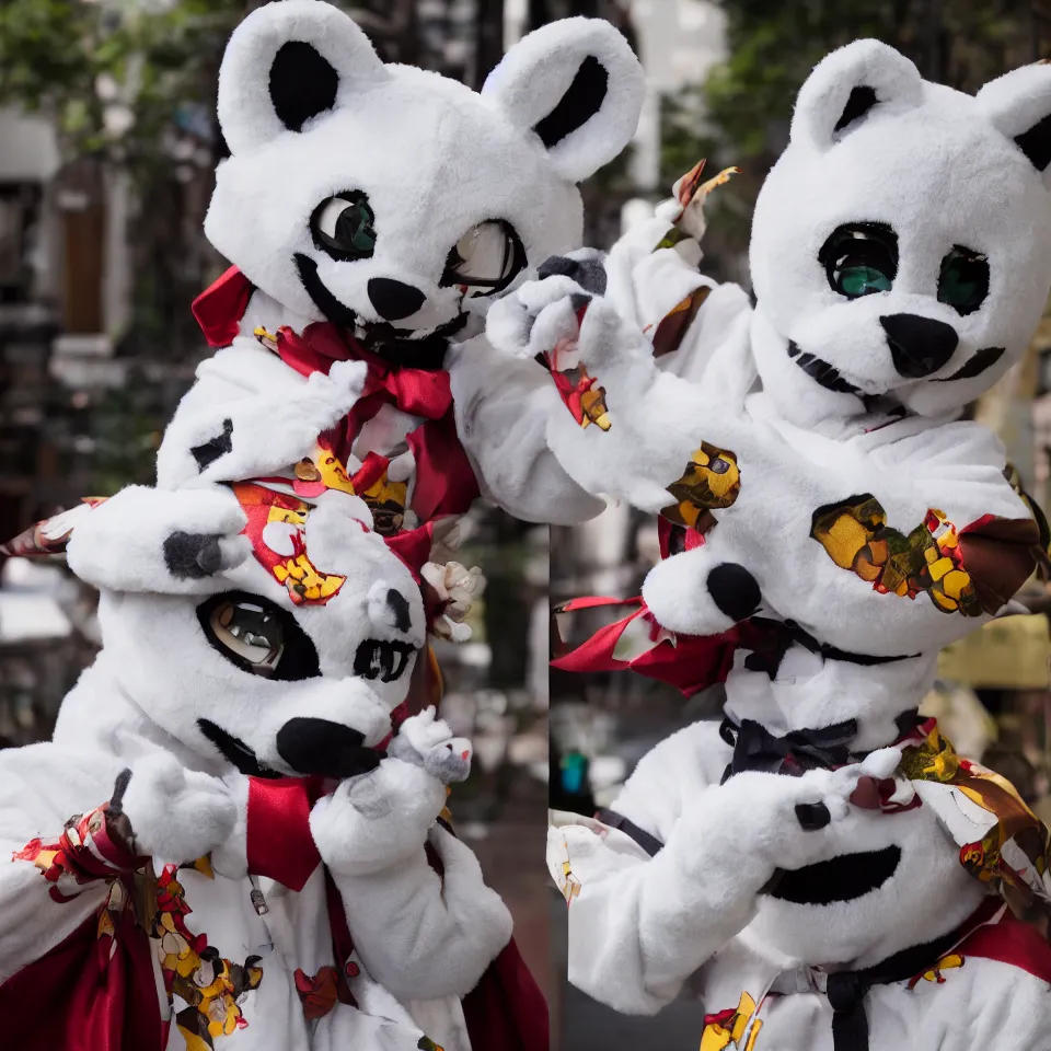 Image similar to extremely detailed photoshoot of the best made japanese fursuit 1 6 k raw format nikon 6 0 mm f 2. 8