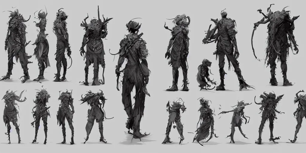 Image similar to wednesday, character sheet, concept design, contrast, kim jung gi, greg rutkowski, zabrocki, karlkka, jayison devadas, trending on artstation, 8 k, ultra wide angle, pincushion lens effect