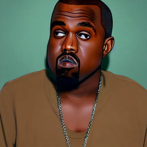 Image similar to kayne west starring at the camera, neutral face, wide, low quality close up