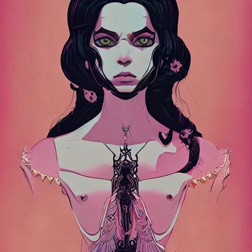 Prompt: A ultra detailed illustration of a gothic princess, by Tomer Hanuka, trending on ArtStation,