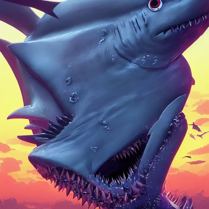 Image similar to portrait of joe biden as a shark. intricate abstract. intricate artwork. by tooth wu, wlop, beeple, dan mumford. octane render, trending on artstation, greg rutkowski very coherent symmetrical artwork. cinematic, hyper realism, high detail, octane render, 8 k, iridescent accents