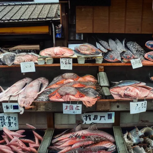 Prompt: Fish market, japan