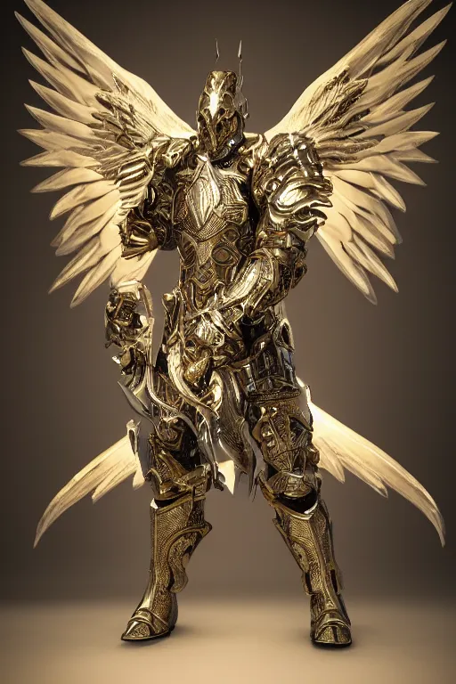 Image similar to a photo of 8k ultra realistic archangel, full body, diablo, intricate white and gold armor, sword, ornate, cinematic lighting, hyperrealistic, focused, high details, unreal engine 5, cinematic, Trending on artstation, artstationHD, artstationHQ, 4k, 8k