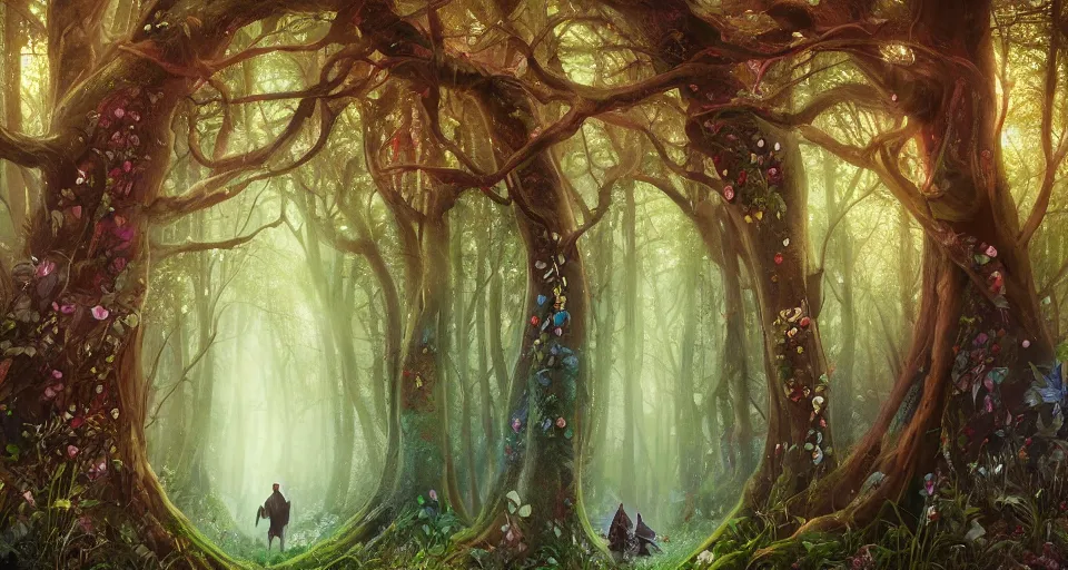 Prompt: Enchanted and magic forest, by Sam Spratt