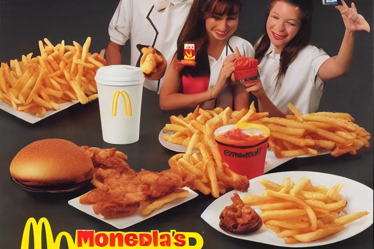 Image similar to mcdonalds centaur meal, y 2 k cybercore, advertisement photo