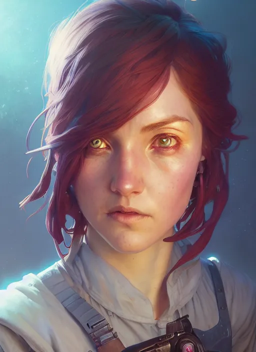 Prompt: Highly detailed portrait of Sabine Wren, Stephen Bliss, unreal engine, fantasy art by Greg Rutkowski, Loish, Rhads, ferdinand knab, Makoto Shinkai and Lois van baarle, ilya kuvshinov, rossdraws, Tom Bagshaw, alphonse mucha, global illumination, radiant light, detailed and intricate environment