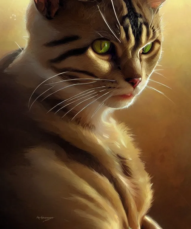 Prompt: A very angry cat, fantasy, intricate, elegant, highly detailed, digital painting, artstation, concept art, smooth, sharp focus, illustration, art by artgerm and greg rutkowski and alphonse mucha