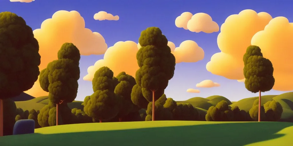 Image similar to homer simpson clouds, blue sky, summer evening, kenton nelson