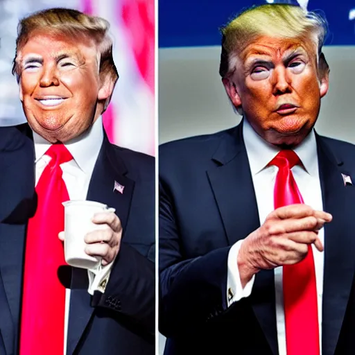 Image similar to donald trump with a beer belly selling kool - aid