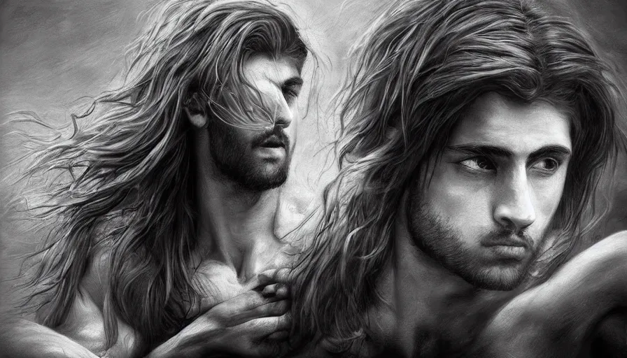 Prompt: The greek god of music, beautiful realistic artwork on artstation