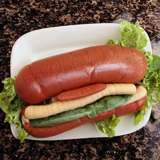 Image similar to an earthworm sandwich, cookbook photo