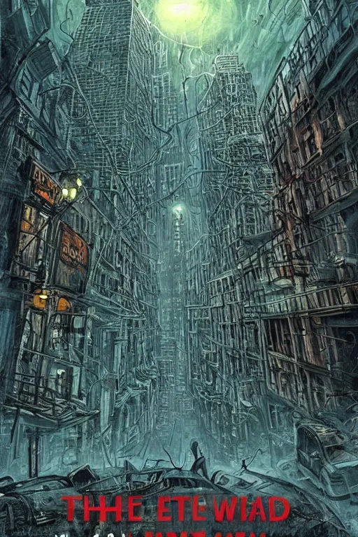 Prompt: the end of the world as we know it, urban city, lovecraftian horror, epic composition, full - color